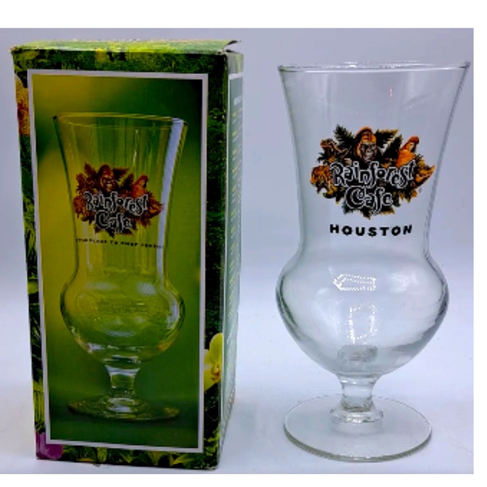 RAINFOREST CAFE HOUSTON HURRICANE GLASS COLLECTIBLE BAR COCKTAIL DRINK BEVERAGE